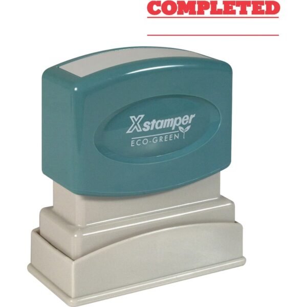 Xstamper COMPLETED Stamp Message Stamp - COMPLETED - 0.50" Impression Width x 1.63" Impression Length - 100000 Impression(s) - Red - Recycled - 1 Each (1214)