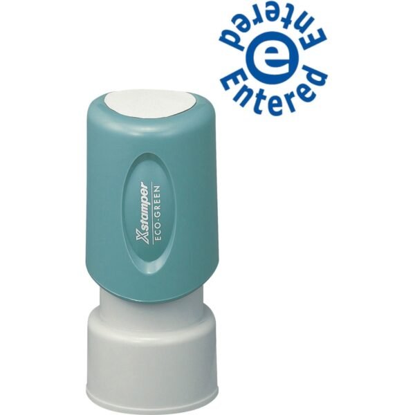 Xstamper Entered e Entered Pre-inked Stamp Message Stamp - ENTERED - 0.63" Impression Diameter - 100000 Impression(s) - Blue - Recycled - 1 Each (11423)