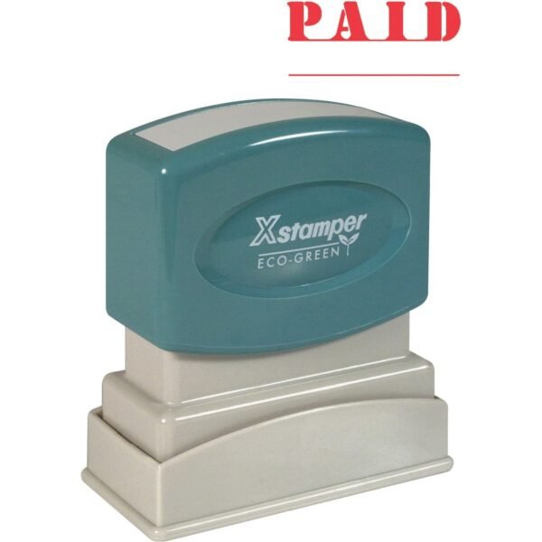 Xstamper PAID Title Stamp Message Stamp - PAID - 0.50" Impression Width x 1.62" Impression Length - 100000 Impression(s) - Red - Recycled - 1 Each (1221)