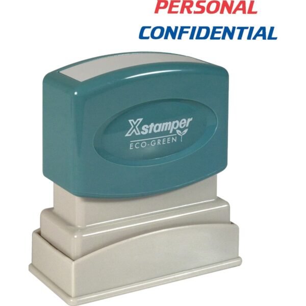 Xstamper PERSONAL CONFIDENTIAL Stamp Message Stamp - PERSONAL/CONFIDENTIAL - 0.50" Impression Width - 100000 Impression(s) - Red, Blue - Polymer Polymer - Recycled - 1 Each (2029)