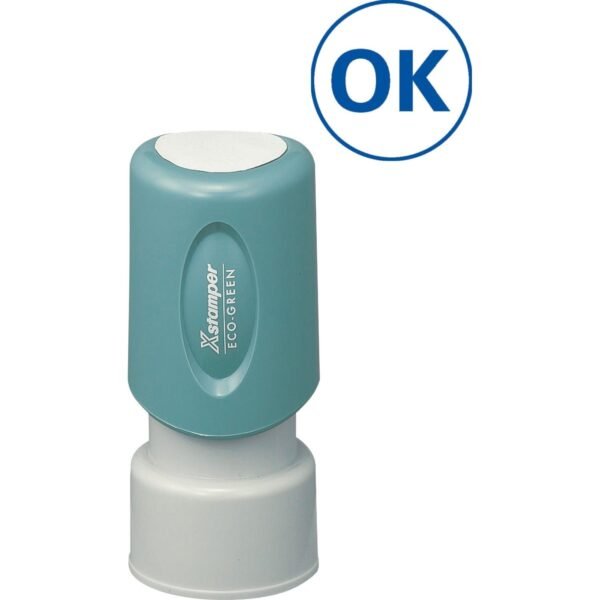Xstamper Pre-Inked OK Stamp Message Stamp - OK - 0.63" Impression Diameter - Blue - Recycled - 1 Each (11357)