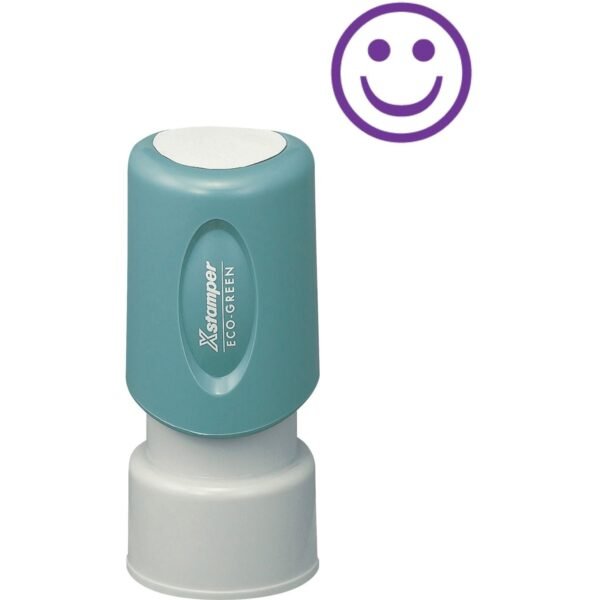 Xstamper Pre-Inked Specialty Smiley Face Stamp Message/Design Stamp - GOOD - 0.63" Impression Diameter - 100000 Impression(s) - Blue - Recycled - 1 Each (11420)