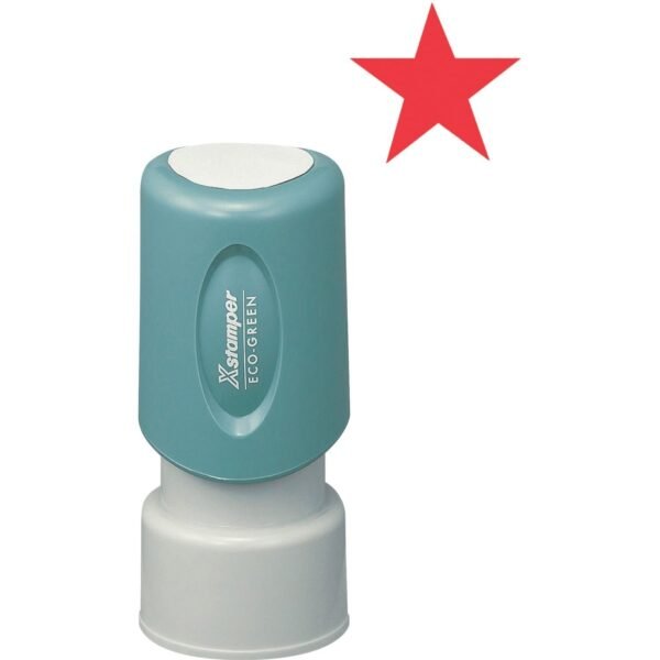 Xstamper Pre-Inked Star Shape Stamp Design Stamp - STAR - 0.63" Impression Diameter - Red - Recycled - 1 Each (11309)