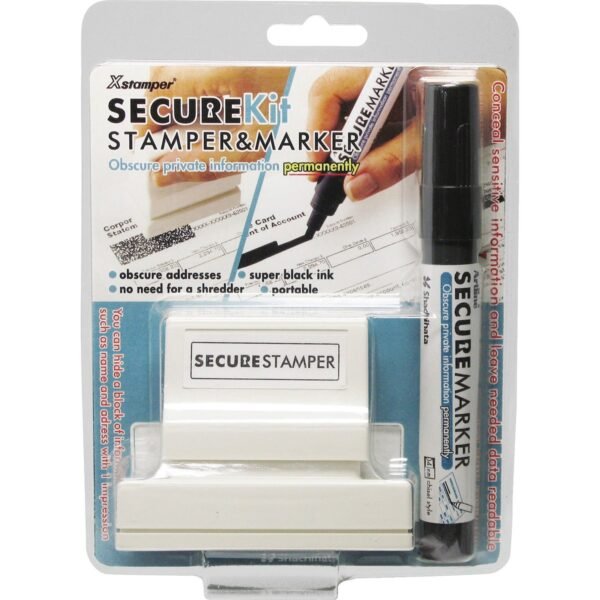 Xstamper Secure Privacy Stamp Kit 1" Impression Width x 2.65" Impression Length - Black - 1 Pack (35303)
