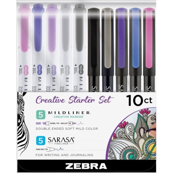 Zebra Pen MIDLINER Marker/SARASA Fineliner Creative Starter Set 0.8 mm Pen Point Size - Needle Pen Point Style - Broad, Fine Marker Point - Chisel, Bullet Marker Point Style -...