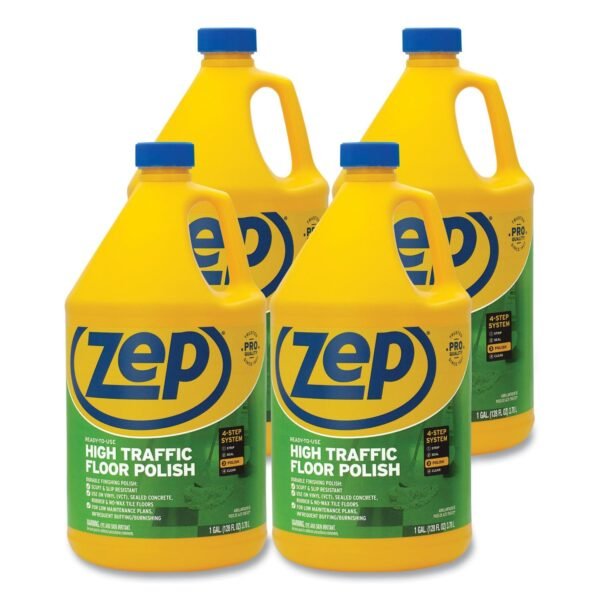 Zep Commercial High Traffic Floor Polish, 1 gal, 4/Carton (ZUHTFF128CT)