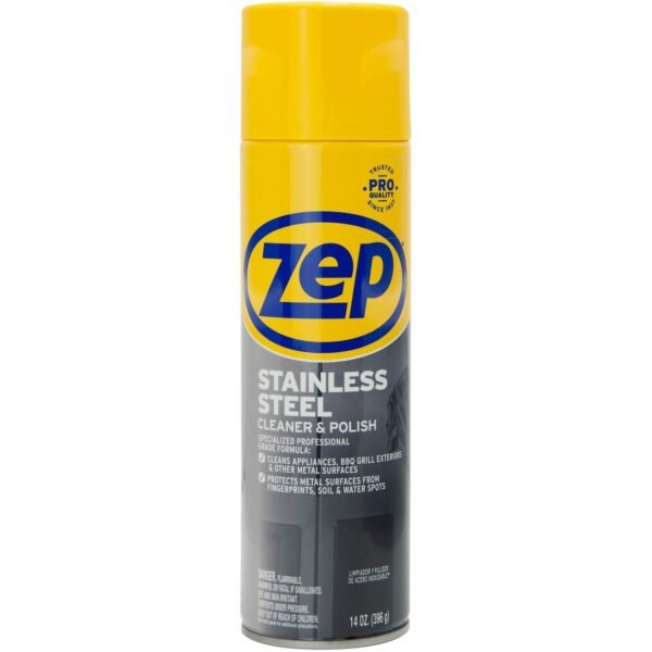 Zep Stainless Steel Polish For Stainless Steel, Aluminum, Countertop, Appliance, Kitchen - 14 fl oz (0.4 quart) - Recommended For: Fingerprint Remover, Grease Remover - Rust...