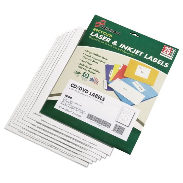 AbilityOne 7530015549538, SKILCRAFT Avery CD/DVD Label Maker Kit, Refills, 50/Pack