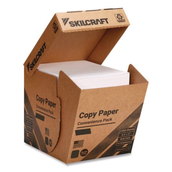 AbilityOne 7530017253060, SKILCRAFT 50% Recycled Convenience Copy Paper, 92 Bright, 20 lb Bond Wt, 8.5 x 11, White, Bulk, 2,500/Box