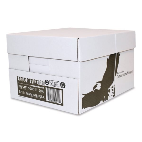 American Eagle Paper Mills Recycled Multipurpose Paper, 92 Bright, 20 lb Bond Weight, 8.5 x 14, White, 500/Ream, 5 Reams/Carton (31550502CT)