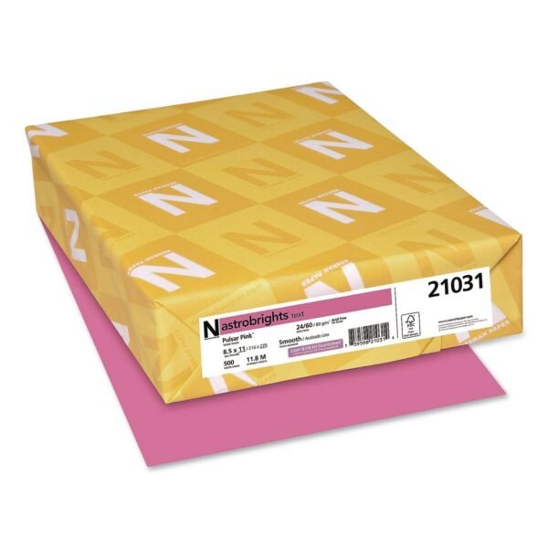 Astrobrights Color Paper, 24 lb Bond Weight, 8.5 x 11, Pulsar Pink, 500 Sheets/Ream, 10 Reams/Carton (21031CT)