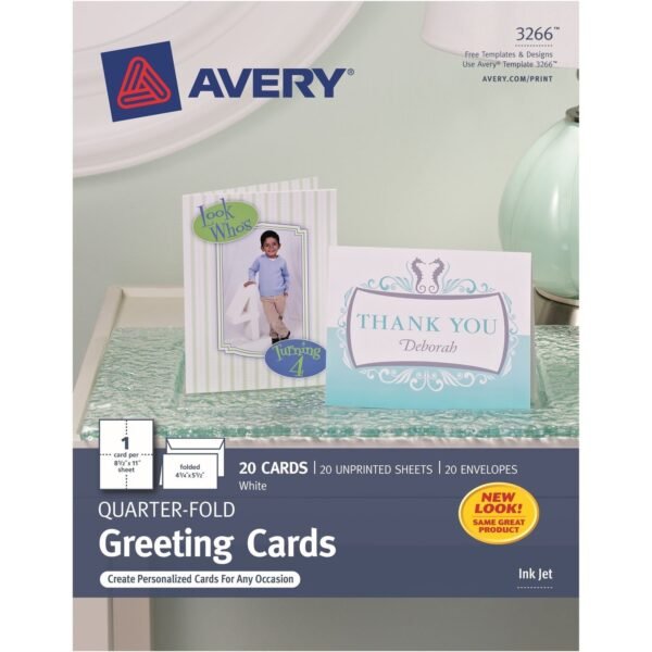 Avery® Greeting Cards 97 Brightness - 4 1/4" x 5 1/2" - Matte - Heavyweight - White - 20 / Pack (03266)