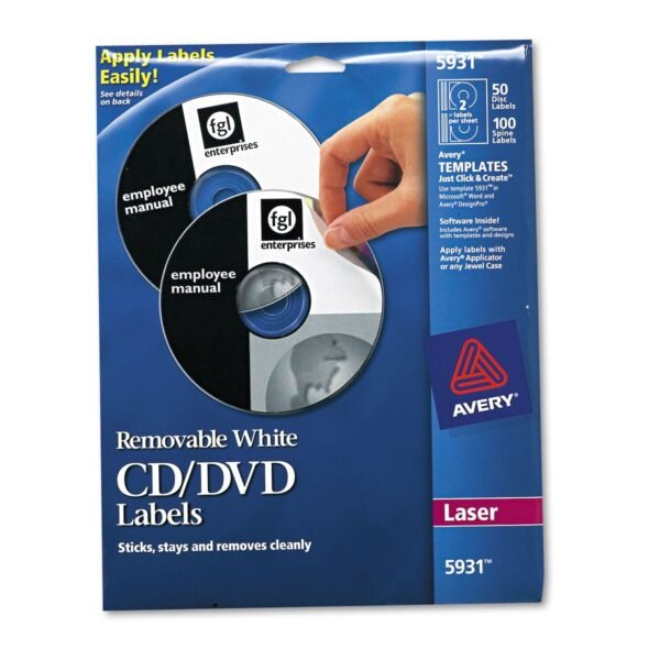 Avery Laser CD Labels, Matte White, 50/Pack (5931)