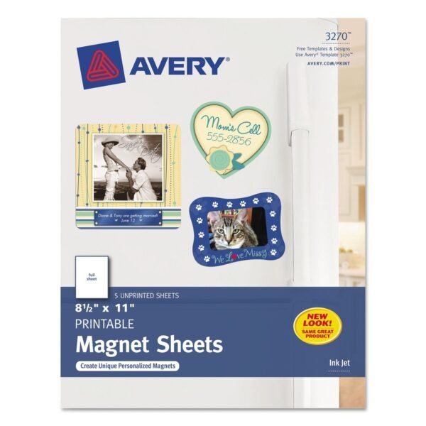 Avery Printable Magnet Sheets, 8.5 x 11, White, 5/Pack (3270)
