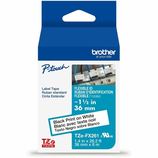 Brother Flexible ID Tape x 31 2/5" Width - Tape - White - Water Resistant - Laminated - Flexible, Strong, Durable, Customizable, Long Lasting, Eco-friendly, Chemical Resistant,...