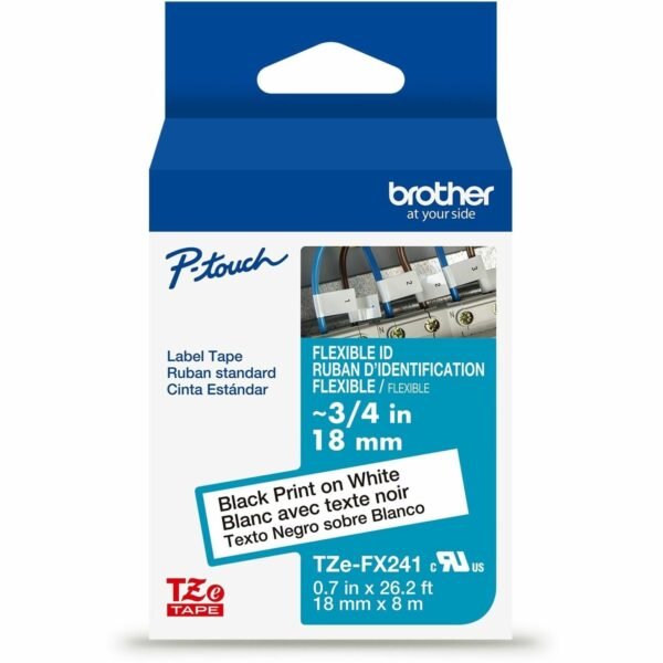 Brother Flexible ID Tape x 45/64" Width - Tape - White - Water Resistant - Laminated - Flexible, Strong, Durable, Customizable, Long Lasting, Eco-friendly, Chemical Resistant,...
