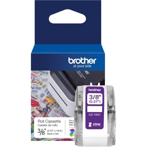 Brother Multipurpose Label 3/8" Width - Zero Ink (ZINK) - Water Resistant - 1 Each (CZ1001)