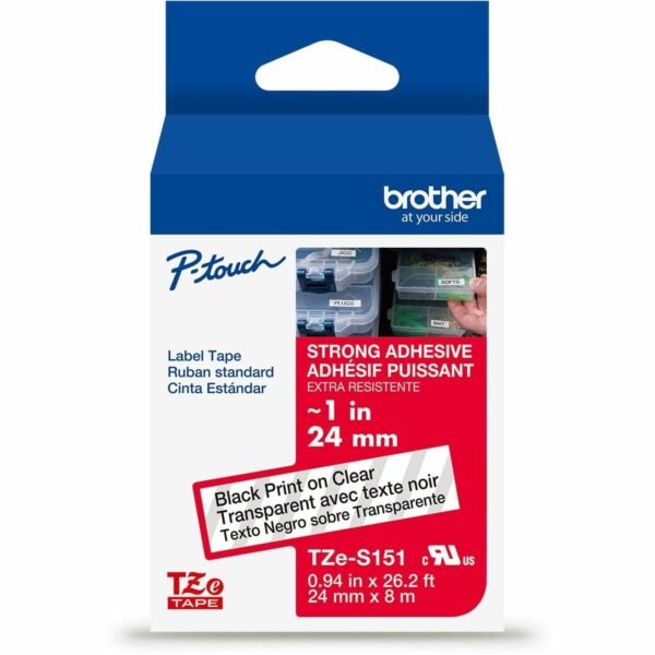 Brother P-touch Extra-Strength TZe Tape Cartridge x 15/16" Width - Cartridge - Clear - Water Resistant - Laminated - Strong, Durable, Customizable, Long Lasting, Abrasion...