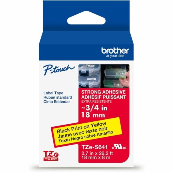 Brother P-touch Extra-Strength TZe Tape Cartridge x 45/64" Width - Cartridge - Yellow - Water Resistant - Laminated - Strong, Durable, Customizable, Long Lasting, Abrasion...