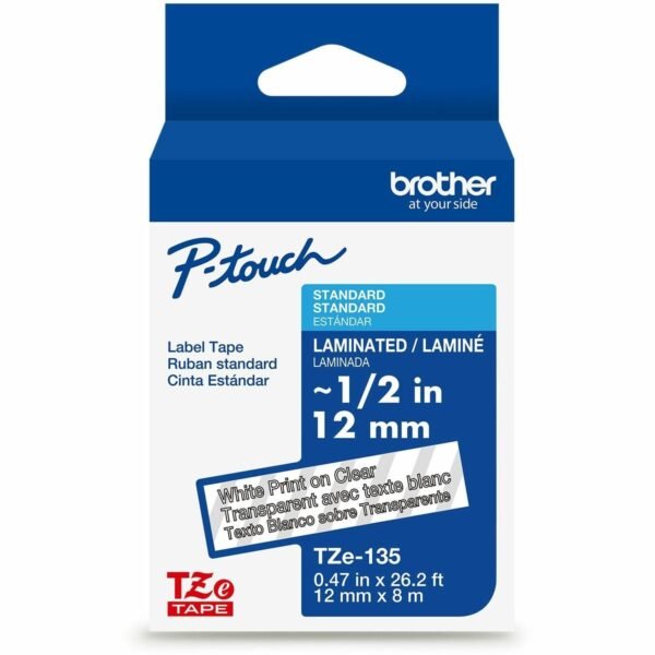 Brother P-touch TZe Label Tape x 15/32" Width - Tape - Clear - Water Resistant - Laminated - Durable, Perforated, Temperature Resistant, Easy Peel, Fade Resistant, Abrasion...