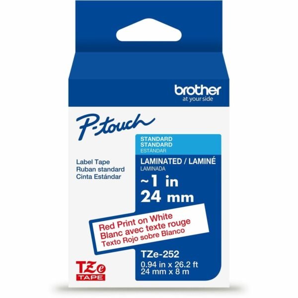 Brother P-touch TZe Laminated Label Tape x 15/16" Width - Tape - White - Water Resistant - Laminated - Easy to Read, Temperature Resistant, Customizable, Long Lasting, Peeling...