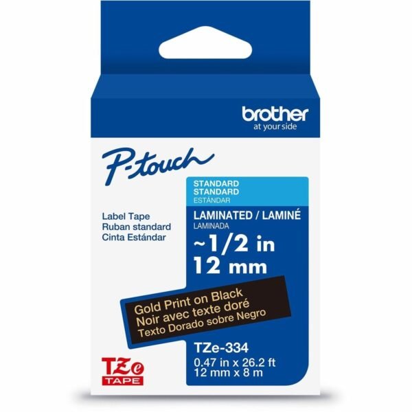 Brother P-touch TZe Laminated Label Tape x 15/32" Width - Tape - Black - Water Resistant - Laminated - Easy to Read, Temperature Resistant, Customizable, Long Lasting, Peeling...