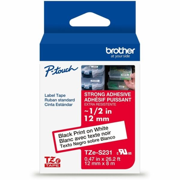 Brother P-touch TZe Laminated Label Tape x 15/32" Width - Tape - White - Polyethylene Terephthalate (PET) - Water Resistant - Laminated - Easy to Read, Temperature Resistant,...