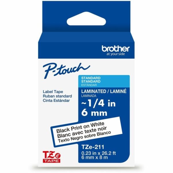 Brother P-touch TZe Laminated Label Tape x 15/64" Width - Tape - White - Water Resistant - Laminated - Temperature Resistant, Long Lasting, Customizable, Peeling Resistant, Fade...