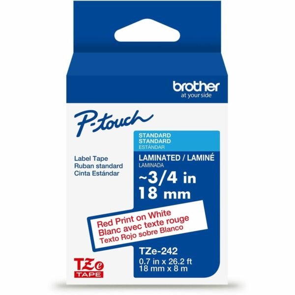 Brother P-touch TZe Laminated Label Tape x 45/64" Width - Tape - White - Water Resistant - Laminated - Easy to Read, Temperature Resistant, Customizable, Long Lasting, Peeling...