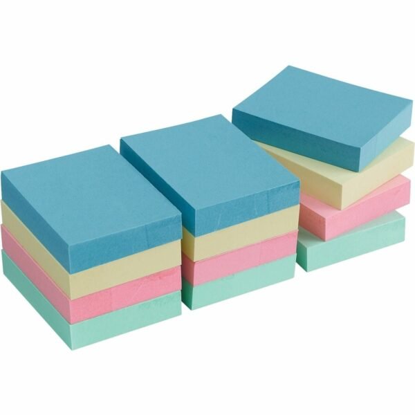 Business Source Premium Plain Pastel Adhesive Notes 1 1/2" Flag/Note Width x 2" Flag/Note Length - Rectangle - Unruled - Pastel - Self-adhesive, Repositionable, Solvent-free...