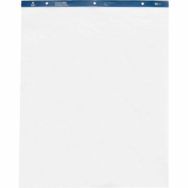 Business Source Standard Easel Pad 50 Sheets - Plain - 15 lb Basis Weight - 27" x 34" Sheet Size - White Paper - Perforated - 4 / Carton (BSN38205)
