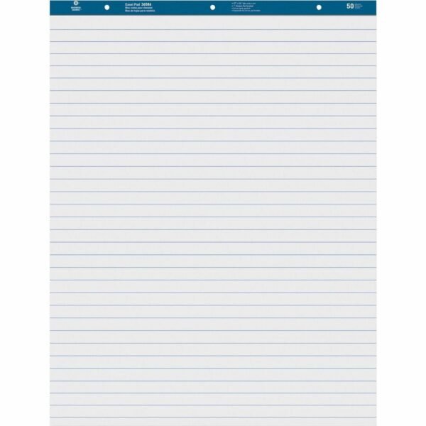 Business Source Standard Ruled Easel Pad 50 Sheets - 15 lb Basis Weight - 27" x 34" Sheet Size - White Paper - Perforated - 2 / Carton (BSN38590)