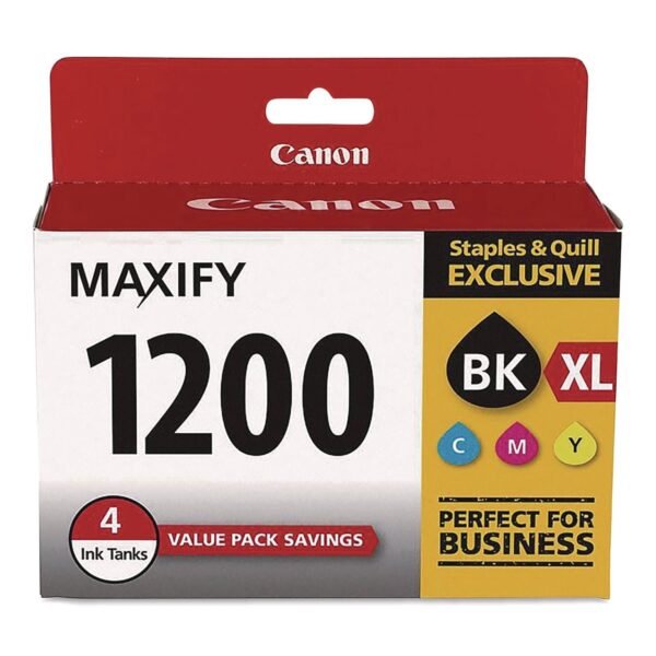 Canon 1244243 (1200XL,1200) Ink, Black/Cyan/Magena/Yellow, 4/Pack