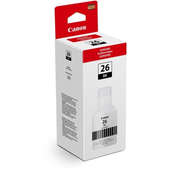 Canon GI-26 Pigment Color Ink Bottle Inkjet - Black - 6000 Pages - 132 mL - High Yield - 1 Each (GI26BK)