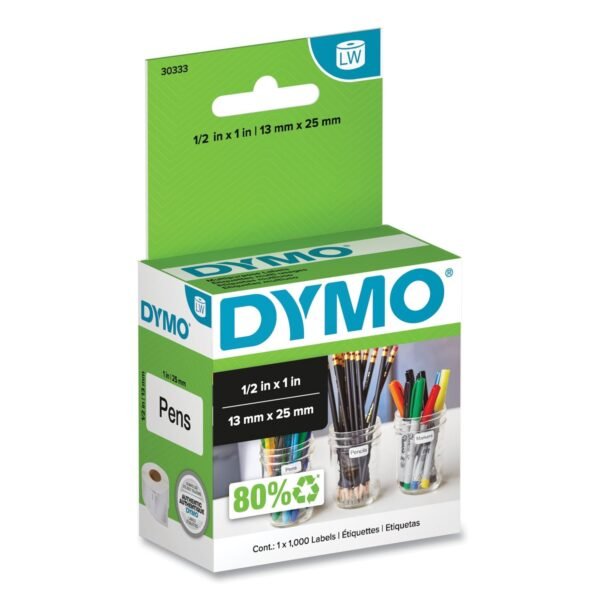 DYMO LabelWriter Multipurpose Labels, 0.5" x 1", White, 1000 Labels/Roll (30333)