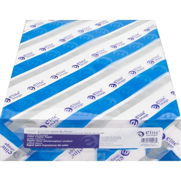 Elite Image Color Copier Paper 98 Brightness - Letter - 8 1/2" x 11" - 28 lb Basis Weight - Smooth - 500 / Ream - White (45003)