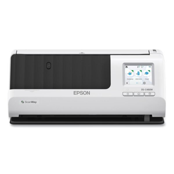 Epson DS-C480W Wireless Color Compact Desktop Document Scanner, 660 dpi Optical Resolution, 20-Sheet Auto Document Feeder (B11B269202)