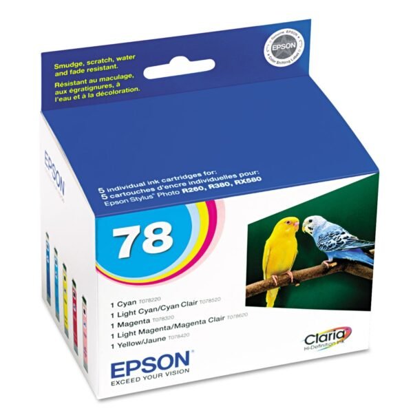Epson T078920-S (78) Claria Ink, 1,290 Page-Yield, Cyan/Light Cyan/Light Magenta/Magenta/Yellow | OfficeCrave.com