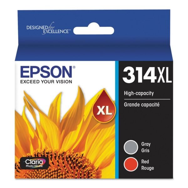 Epson T314XL922-S (314XL) Claria High-Yield Ink, 830 Page-Yield, Gray/Red | OfficeCrave.com