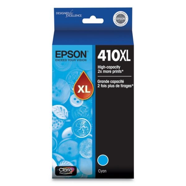 Epson T410XL220-S (410XL) Claria High-Yield Ink, 650 Page-Yield, Cyan | OfficeCrave.com