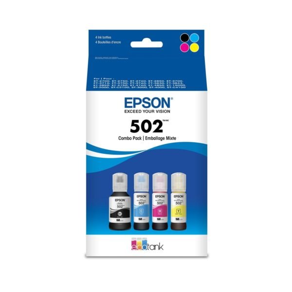 Epson T502120-BCS (502) Ink, 7,500/6,000 Page-Yield, Black/Cyan/Magenta/Yellow | OfficeCrave.com