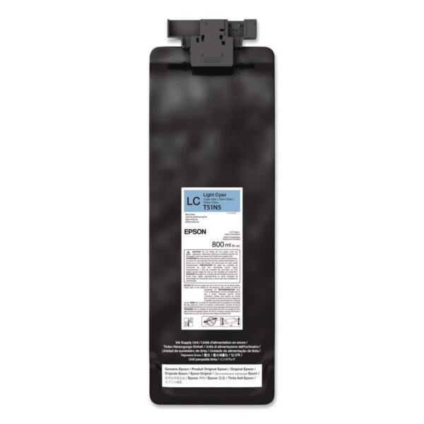 Epson T51N520 (T51N) UltraChrome GS3 Eco-Solvent Ink, 800 mL, Light Cyan