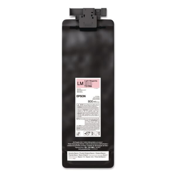 Epson T51N620 (T51N) UltraChrome GS3 Eco-Solvent Ink, 800 mL, Light Magenta