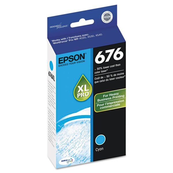 Epson T676XL220-S (676XL) High-Yield Ink, 2,400 Page-Yield, Cyan | OfficeCrave.com