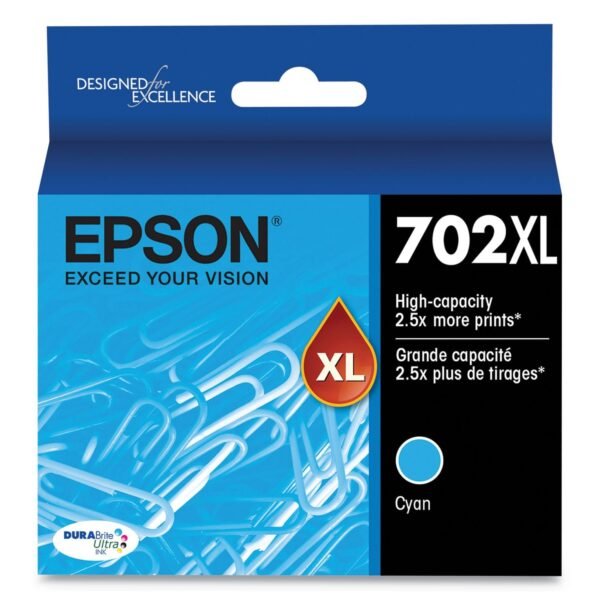 Epson T702XL220-S (702XL) DURABrite Ultra High-Yield Ink, 950 Page-Yield, Cyan | OfficeCrave.com