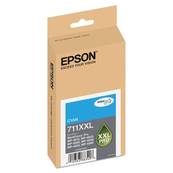 Epson T711XXL220 (711XL) DURABrite Ultra Ink, 3400 Page-Yield, Cyan | OfficeCrave.com