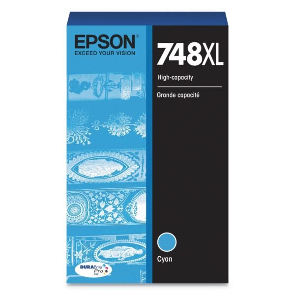 Epson T748XL220 (748XL) DURABrite Pro High-Yield Ink, 4000 Page-Yield, Cyan | OfficeCrave.com