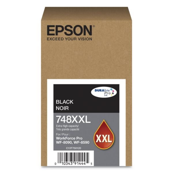 Epson T748XXL120 (748XXL) DURABrite Pro Extra High-Yield Ink, 10000 Page-Yield, Black | OfficeCrave.com
