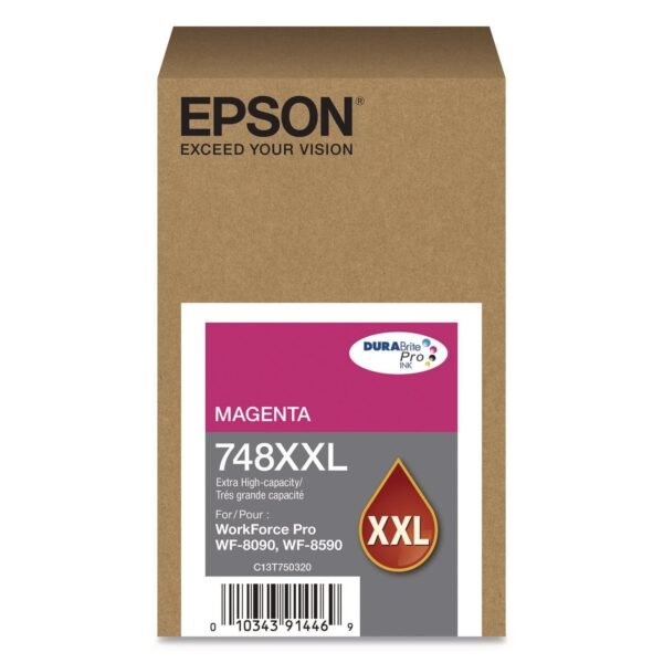 Epson T748XXL320 (748XXL) DURABrite Pro Extra High-Yield Ink, 7000 Page-Yield, Magenta | OfficeCrave.com