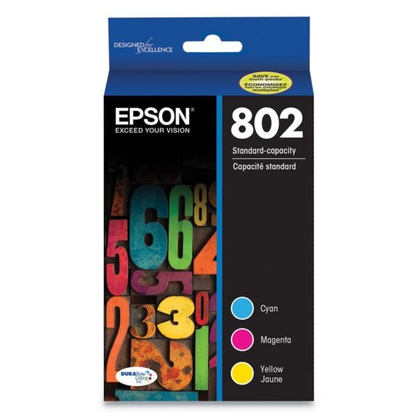 Epson T802520-S (802) DURABrite Ultra Ink, 650 Page-Yield, Cyan/Magenta/Yellow | OfficeCrave.com